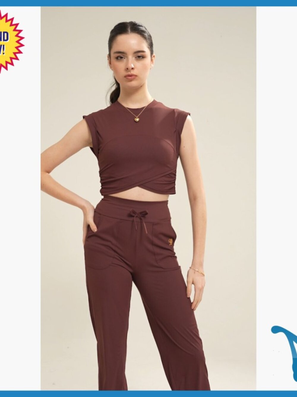 3-Piece Coord Set with Ruched Top, Wide Leg Pants & Shorts, Size Small - Picture 7 of 7